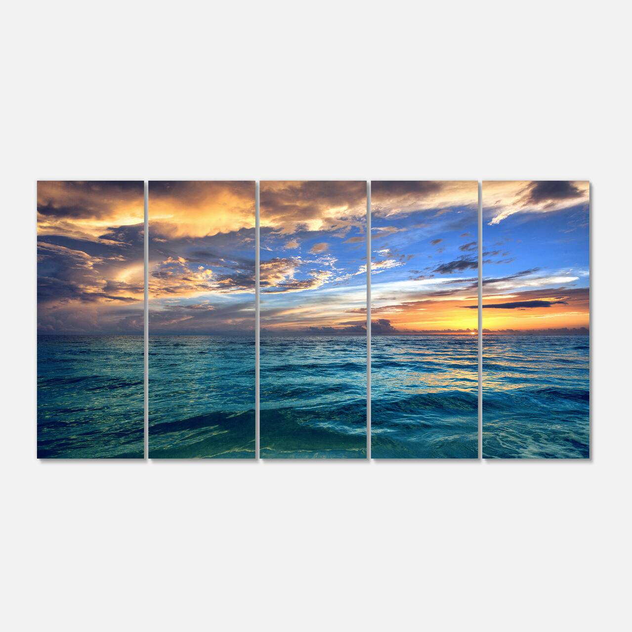 Designart - Exotic Tropical Beach at Sunset - Modern Seashore Canvas Art